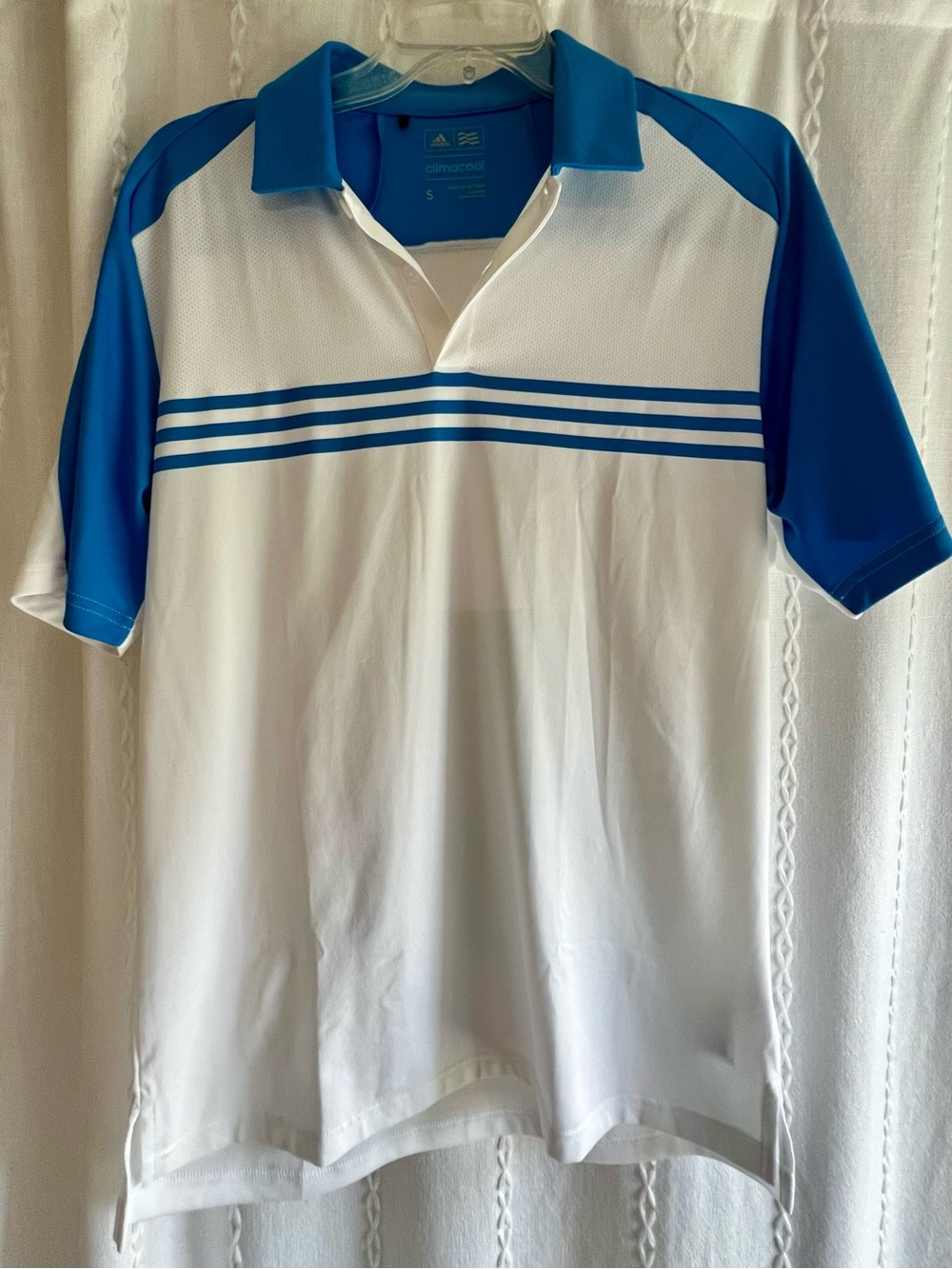 Adidas Men’s White & Blue Performance Golf Polo Shirt